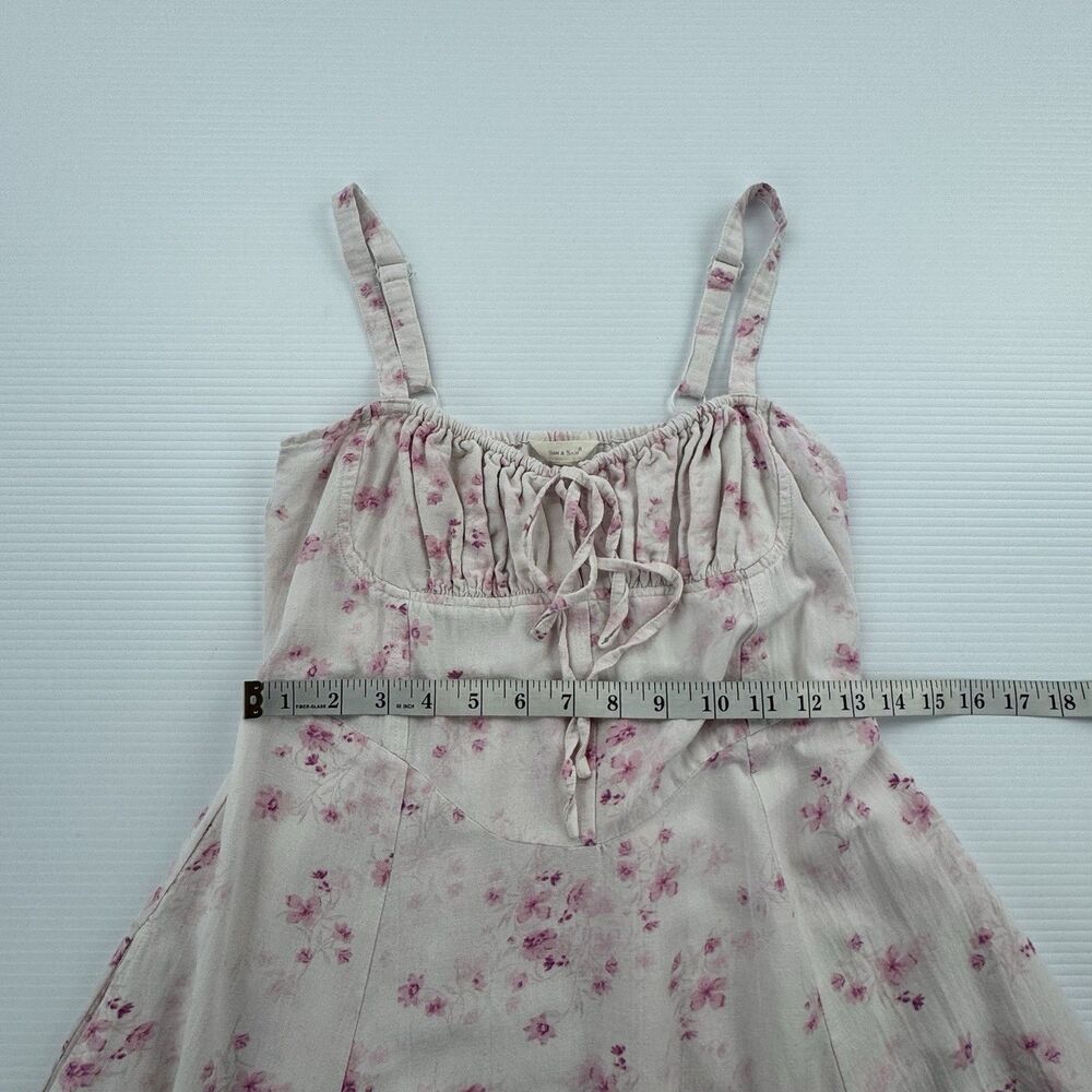 Sim & Sam Floral Linen Blend Maxi Dress Womens M Pink Cottagecore Prairie - Picture 8 of 9